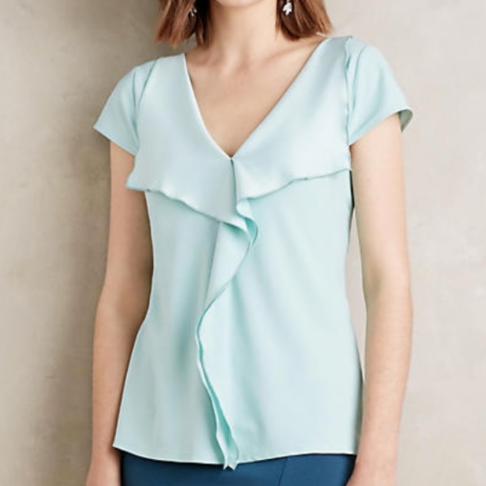Anthropologie Cascade Blouse Ice Blue